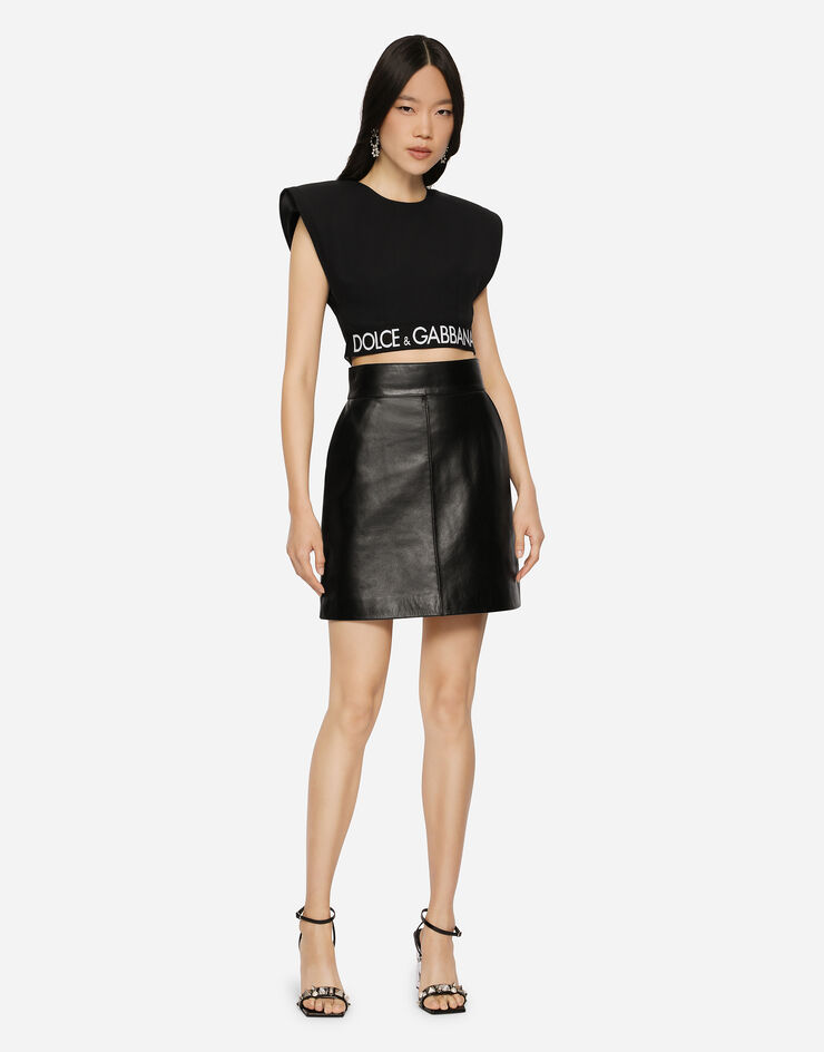 Dolce & Gabbana Short leather skirt Black F4CBQLHULOJ