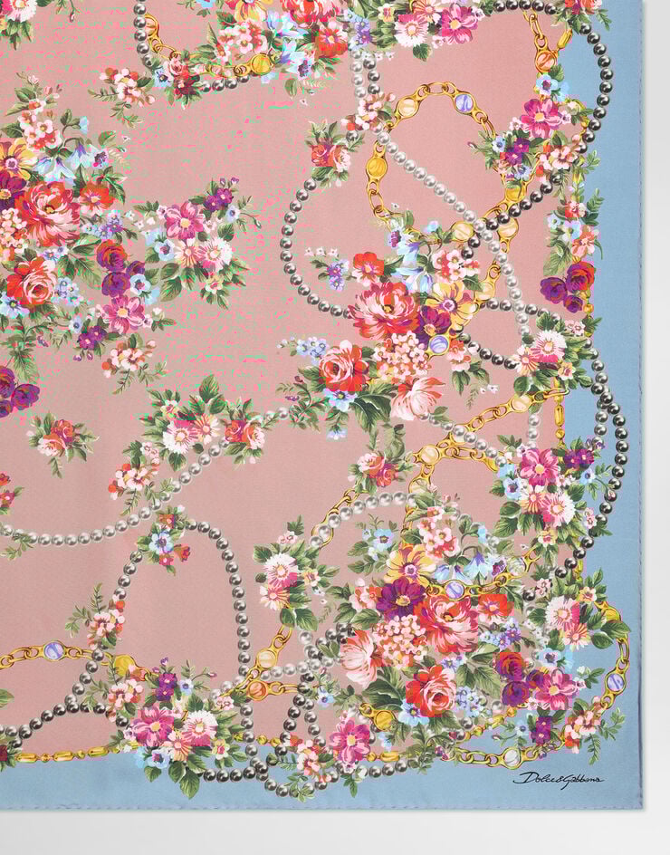 Dolce & Gabbana Small flower bouquets-print silk twill scarf 90x90 Multicolor FN090RGDDLH