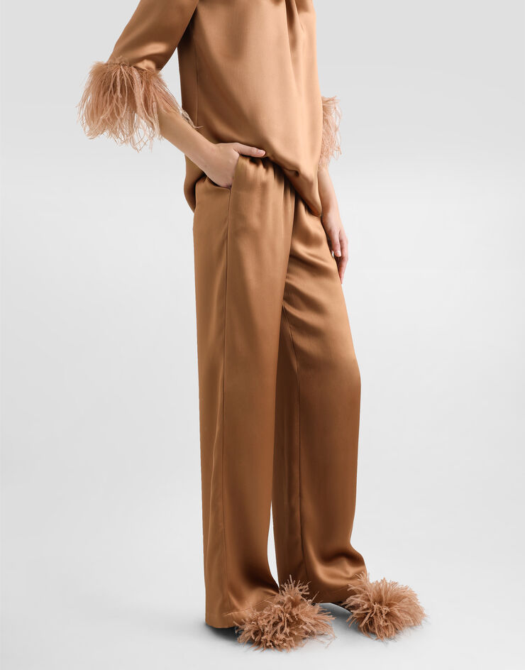 Dolce & Gabbana Double silk satin pajama pants Beige FTC9FTFU1NU