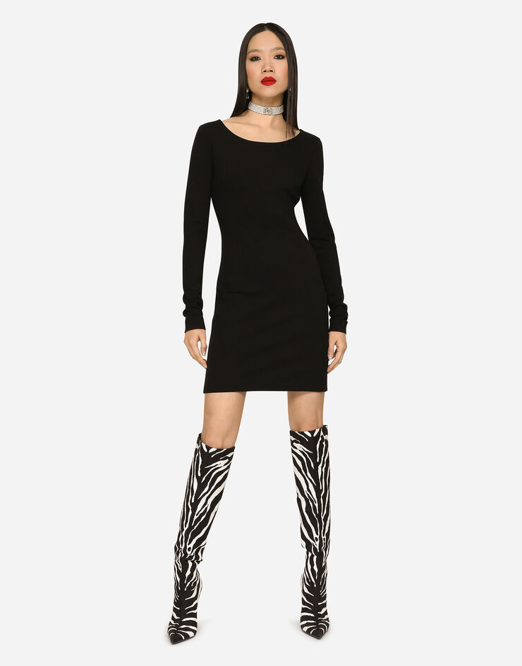 Dolce & Gabbana Short full Milano dress with cut-out detail Nero F6R2ATFU78Y