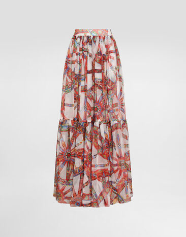 Dolce & Gabbana Carretto-print long chiffon skirt Multicolor F4DDRTIS13V