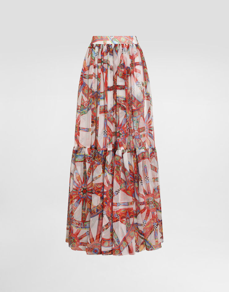 Dolce & Gabbana Carretto-print long chiffon skirt Multicolor F4DDRTIS13V