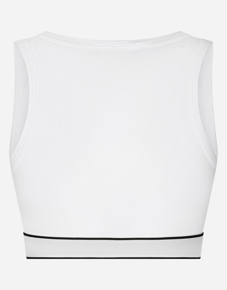 Dolce & Gabbana Fine-rib jersey top with branded elastic BLANCO O7B05TFUGF5