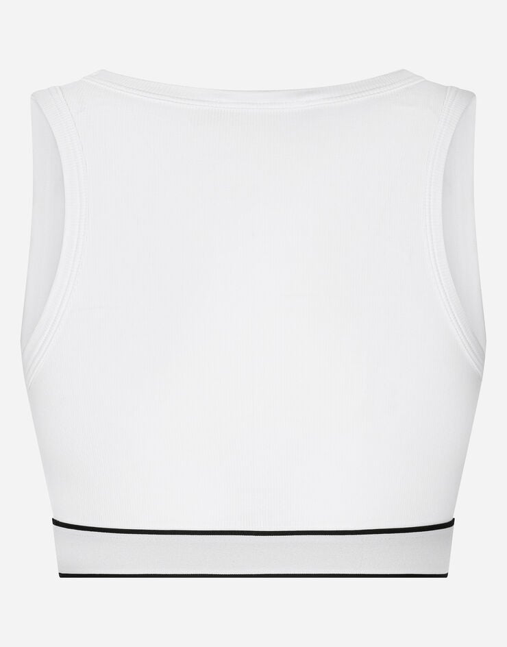 Dolce & Gabbana Fine-rib jersey top with branded elastic White O7B05TFUGF5