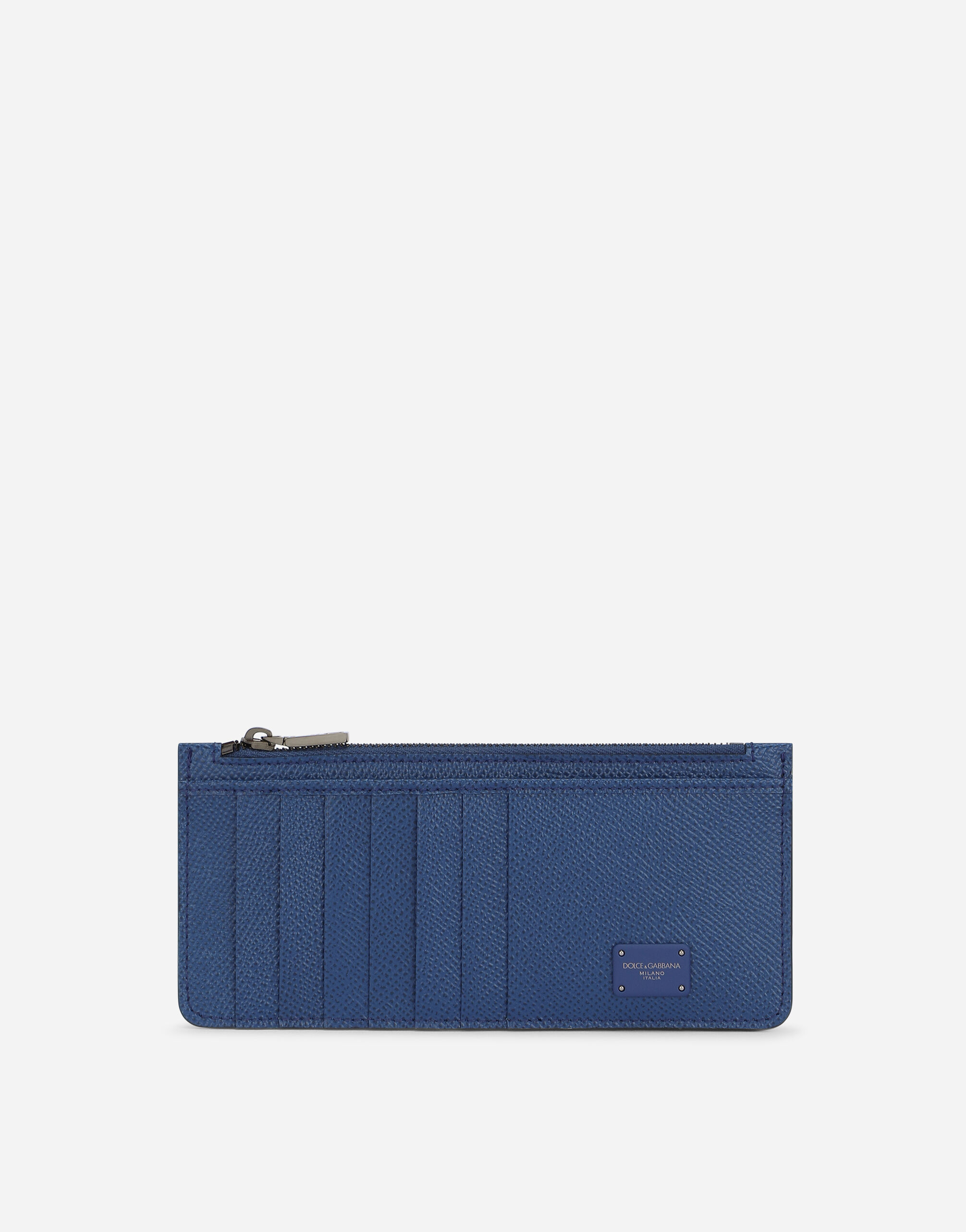 Dolce & Gabbana Calfskin card holder with zipper Blue BP0330AN244