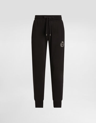 Dolce & Gabbana Jersey trousers with heraldic patch Black GP07TZG7PJ7