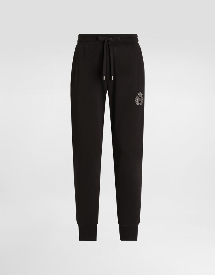 Dolce & Gabbana Jersey trousers with heraldic patch Black GP07TZG7PJ7