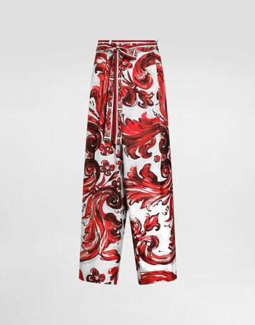 Dolce & Gabbana Majolica-print silk twill trousers Multicolor GP22FTHI133