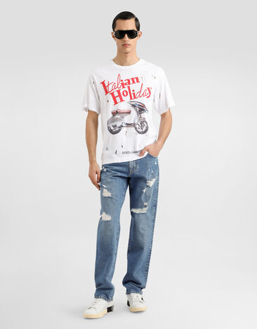 Dolce & Gabbana Jean classique en coton avec plaquette Multicolore GP02XZG8MX2