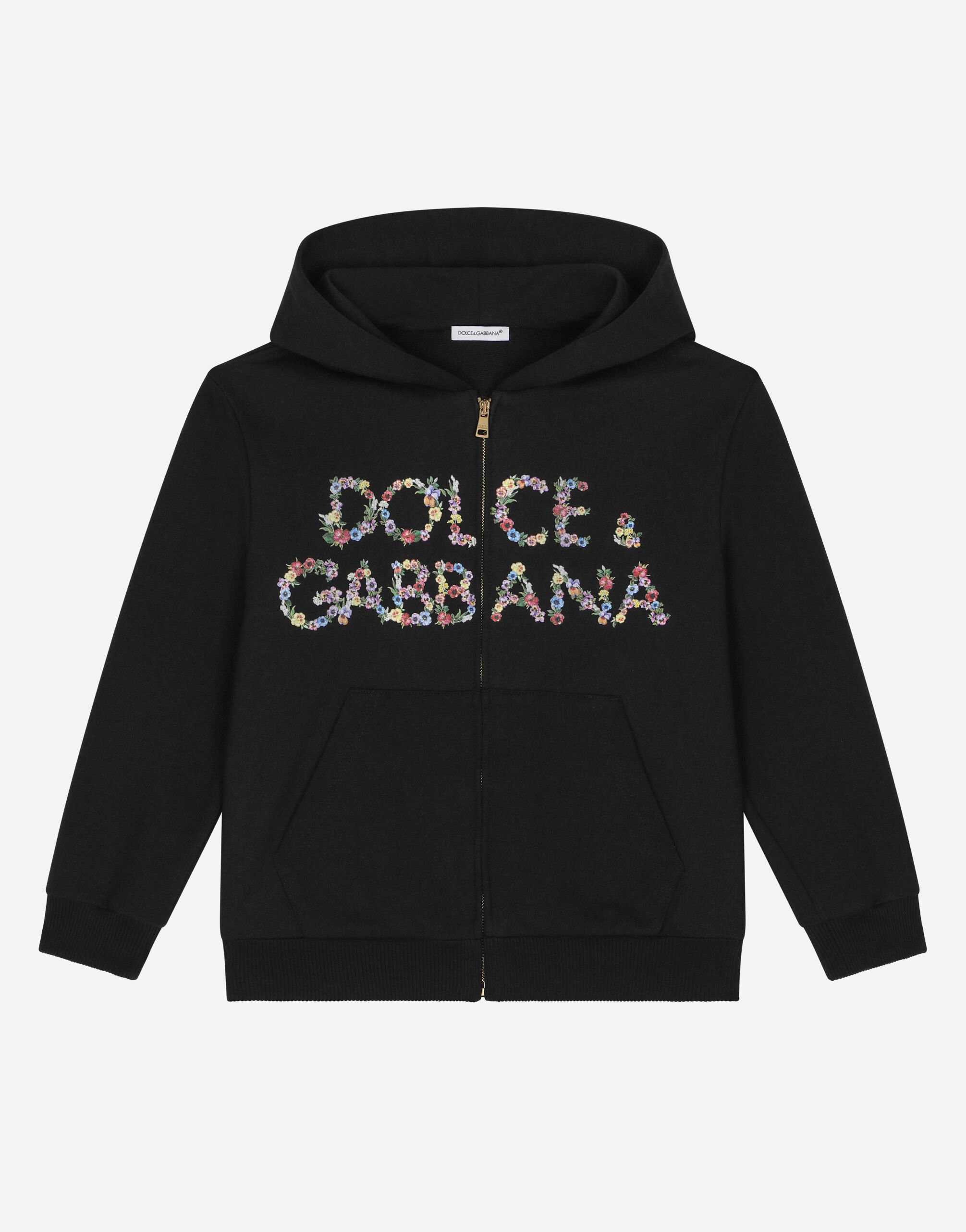 Dolce & Gabbana Jersey hoodie with logo print Blue L44P16LDB17