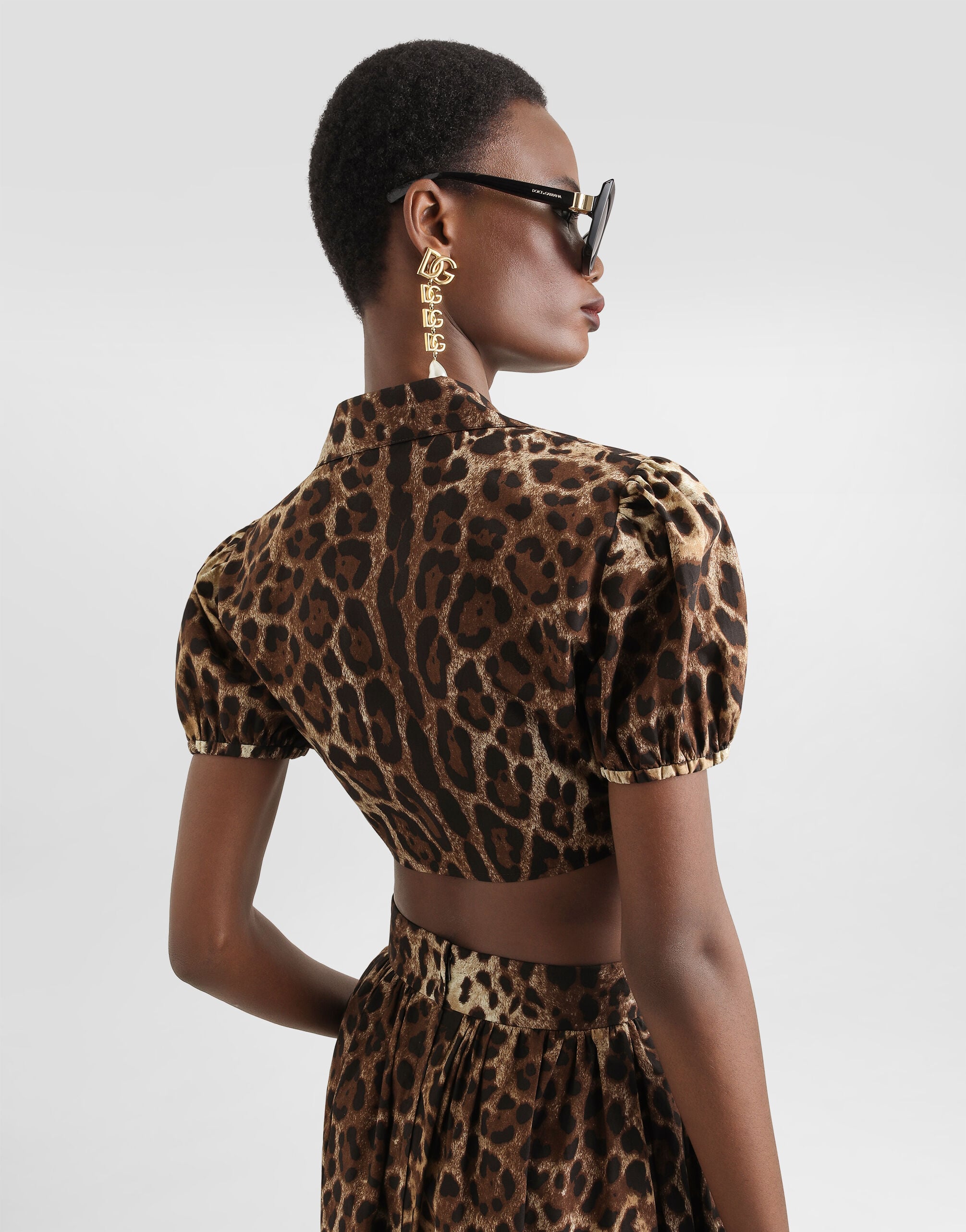 Leo-print poplin shirt in Print for Women | Dolce&Gabbana® US