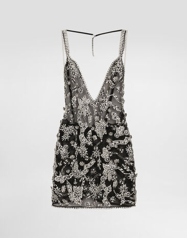 Dolce & Gabbana Robe courte brodée en tulle Multicolor F60EBZGDDF5