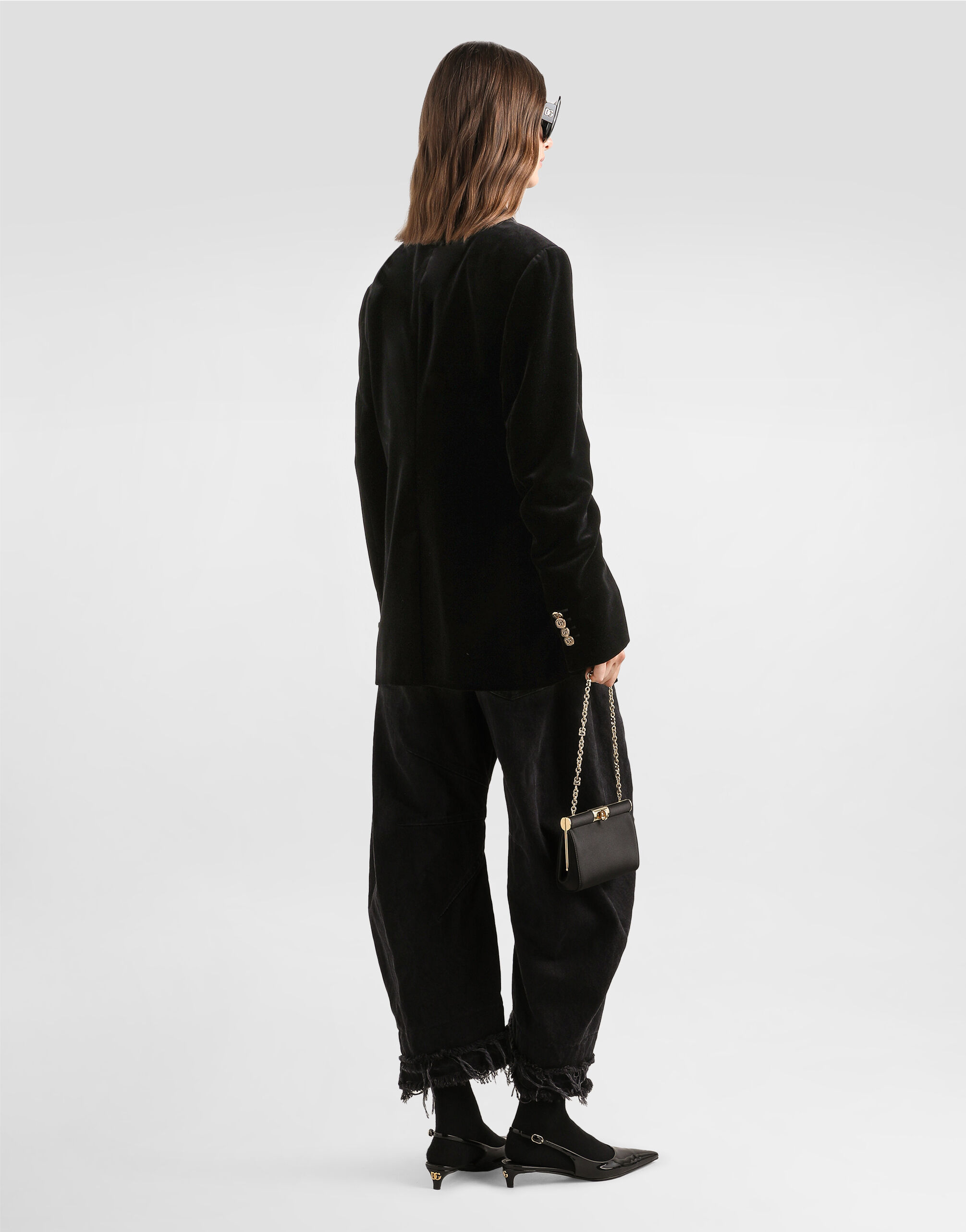 Blackのウィメンズ Smooth velvet jacket | Dolce&Gabbana®