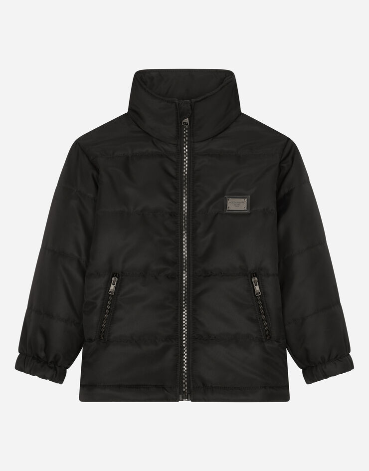 Dolce & Gabbana Blouson en nylon avec plaquette à logo Noir L4JB5DFUSXV