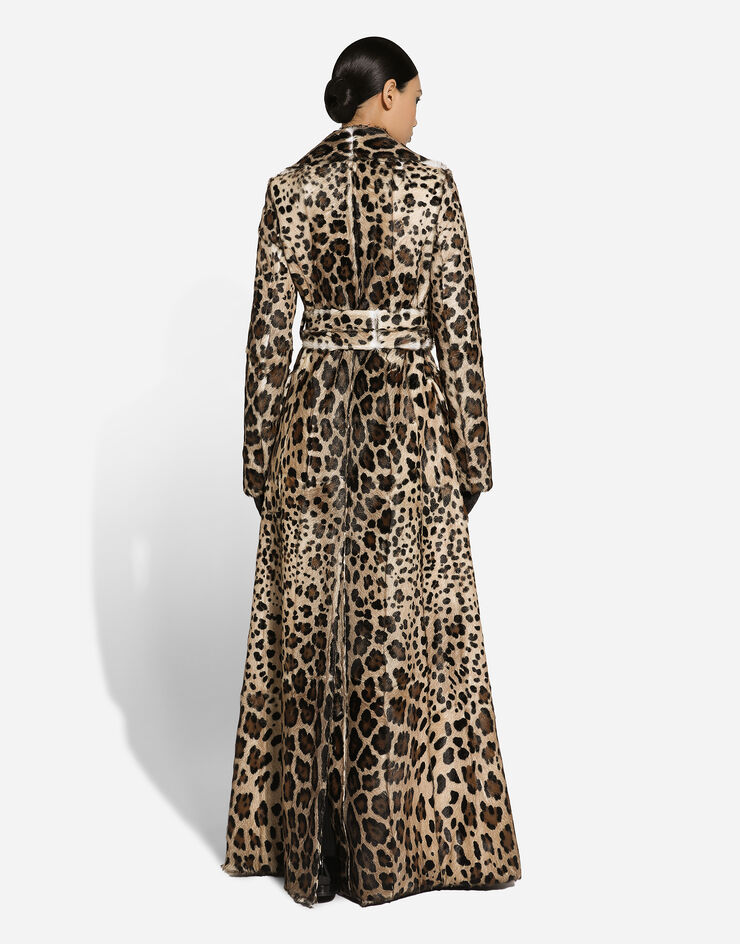 Dolce & Gabbana Double-breasted leopard-print goatskin coat with belt Multicolor F0G1IFFUP9H