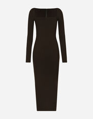 Dolce&Gabbana Technical jersey calf-length dress Brown F6R3OTFURMV