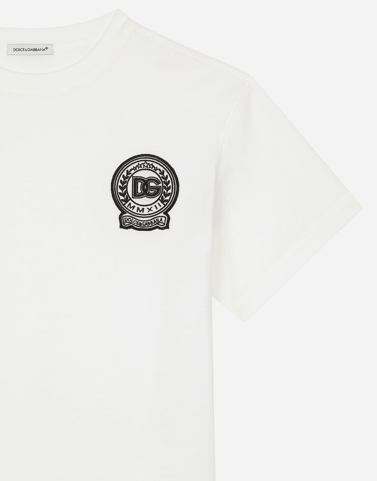 Dolce & Gabbana T-Shirt aus Jersey mit DG-Logo Weiss L4JTHVG7N0F