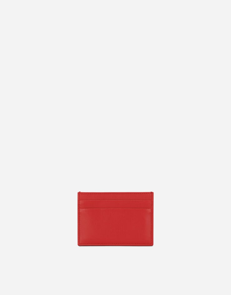 Dolce & Gabbana Tarjetero en piel de becerro con logotipo en relieve Rojo BP3239AG218