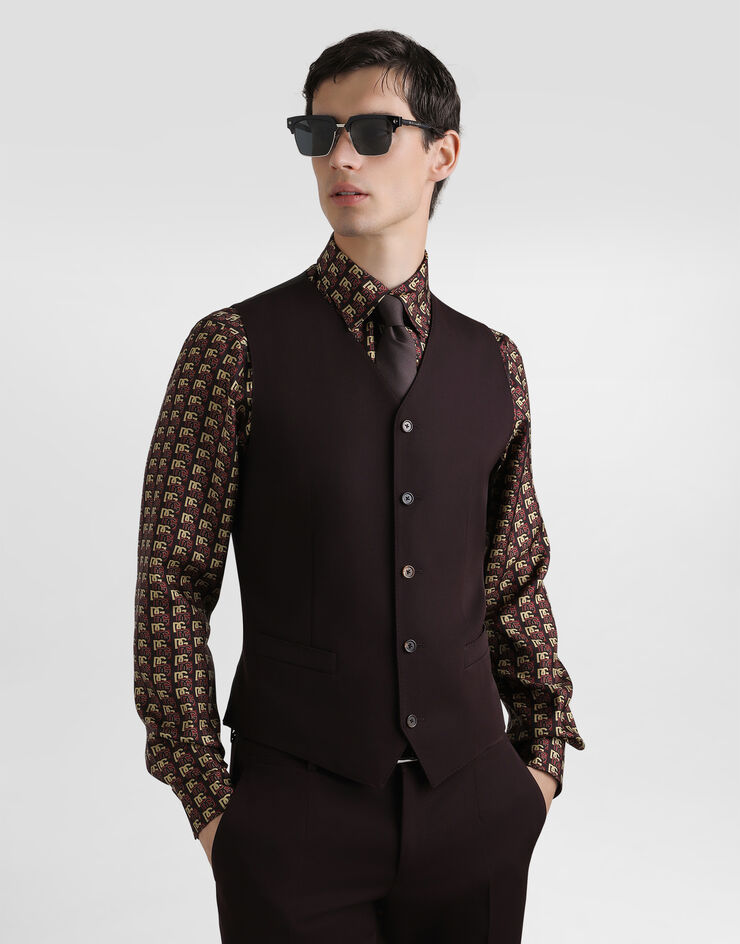 Dolce & Gabbana Traje de botonadura doble en gabardina de lana Multicolor GK7SMTFU2OW