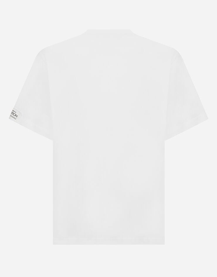 Dolce & Gabbana T-shirt ras de cou en coton à imprimé Blanc G8QI6TFU7EQ