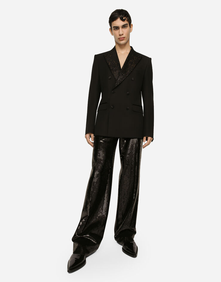 Dolce & Gabbana Double-breasted wool Sicilia-fit tuxedo jacket Black G2QU4TFURLT