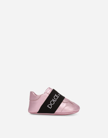 Dolce & Gabbana Newborn slip-on sneakers in laminated nappa leather Pink DK0142AA462