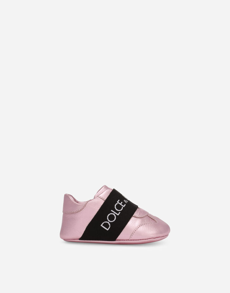 Dolce & Gabbana Newborn slip-on sneakers in laminated nappa leather Pink DK0142AA462