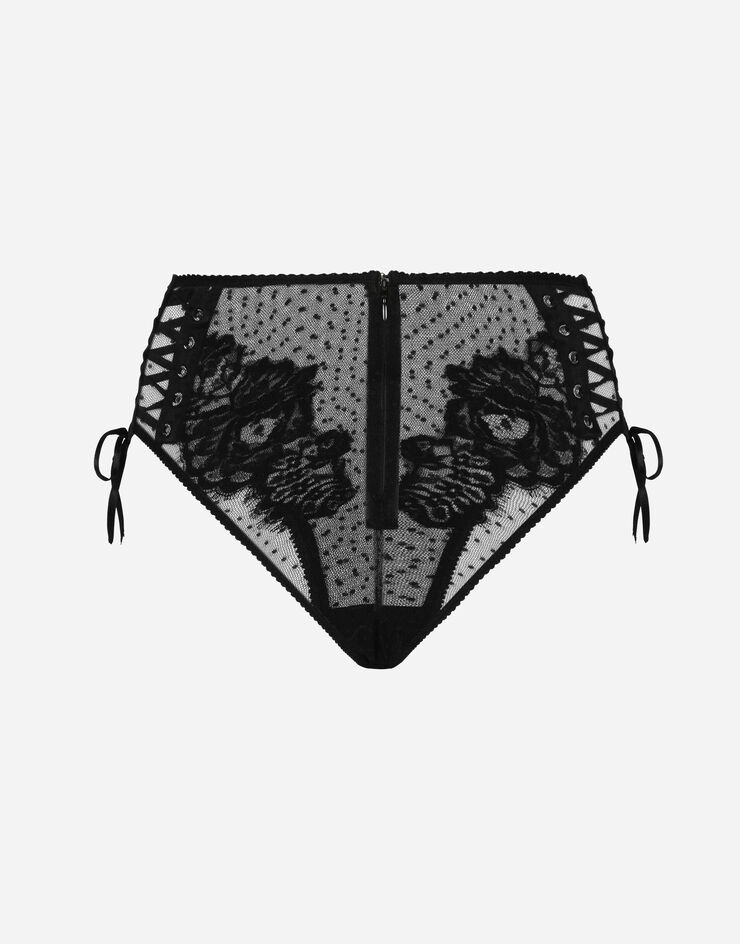 Dolce & Gabbana High-waisted lace briefs Black O2D74TONM80