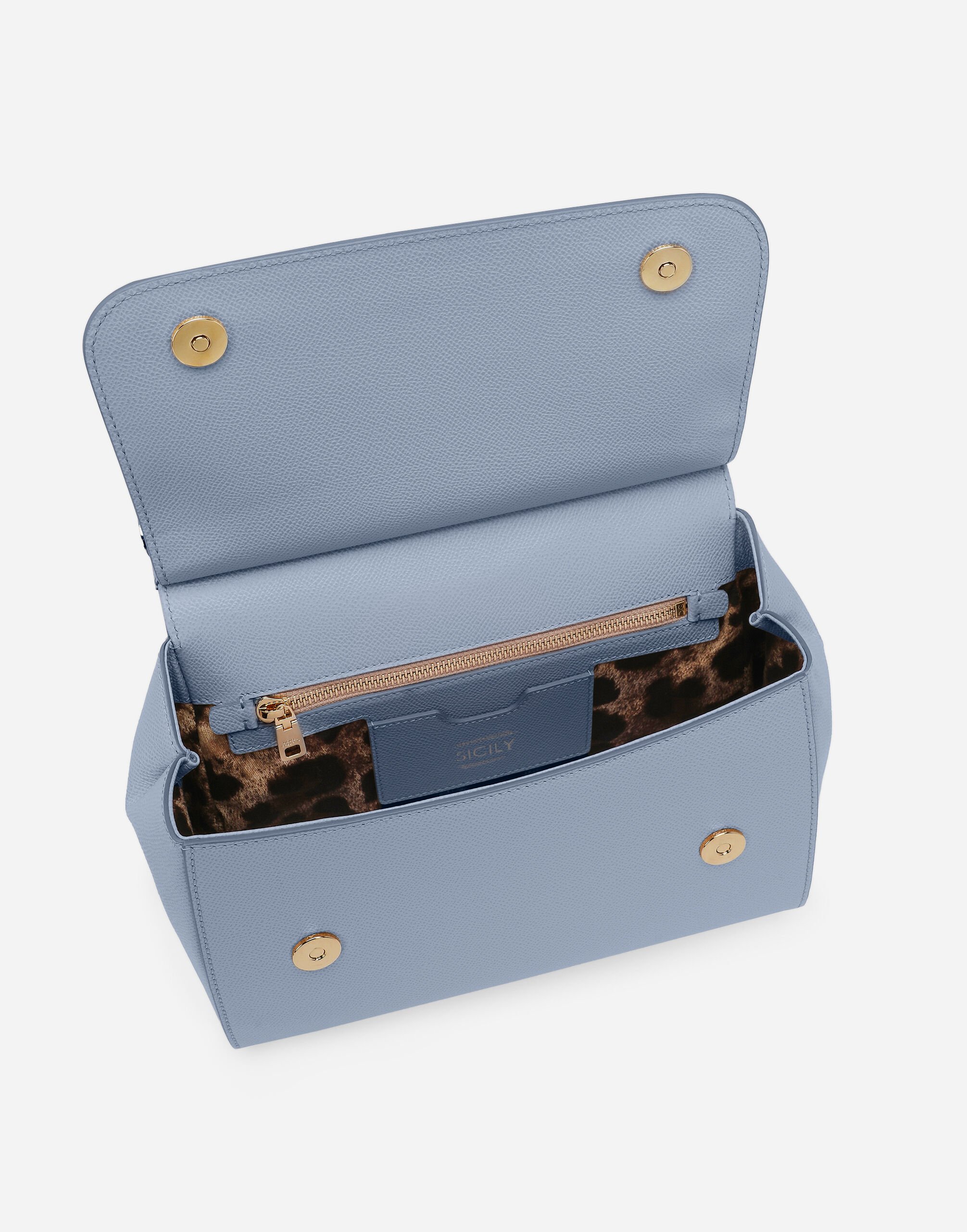Medium dauphine leather Sicily bag in Azure for Women Dolce Gabbana