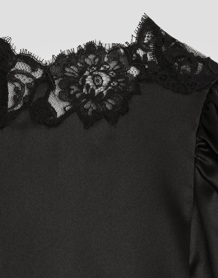 Dolce & Gabbana Blusa in satin stretch Nero F7BF3TFURAG