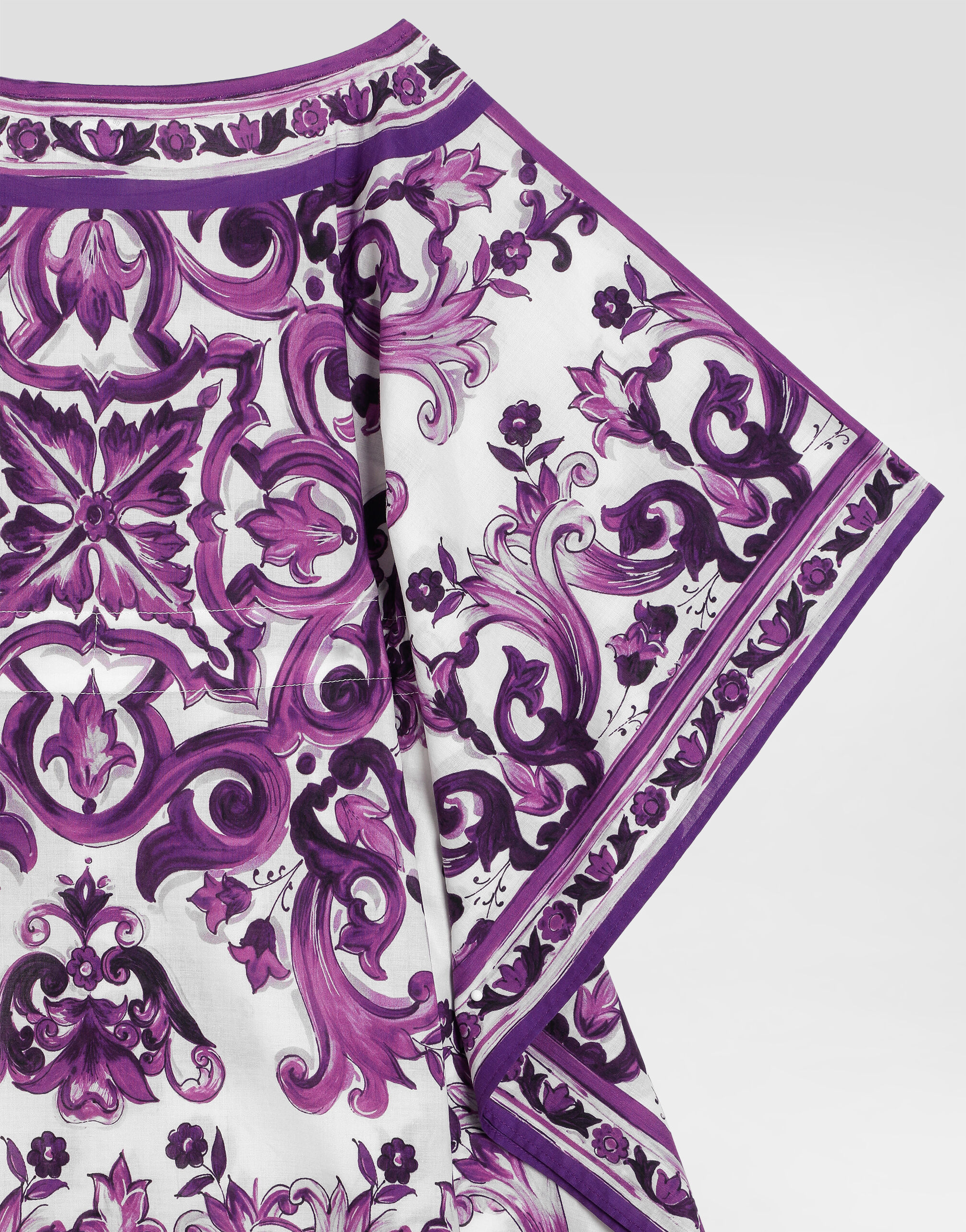 Majolica-print short cotton caftan