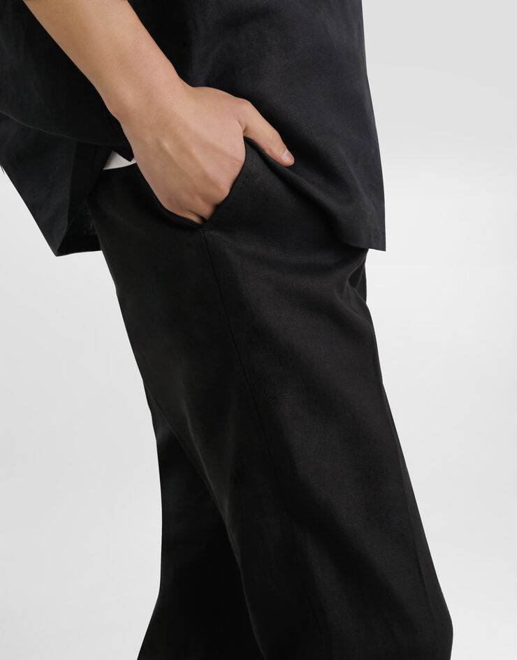 Dolce & Gabbana Pantaloni in lino Nero GY6FETGJ663