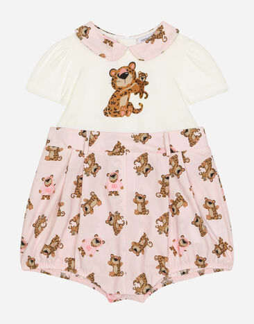 Dolce & Gabbana Baby leopard-print poplin and jersey romper suit Print L21O84G7EX8