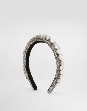Dolce & Gabbana Floral jacquard headband with embroidery Multicolor FY366ZGDDDM