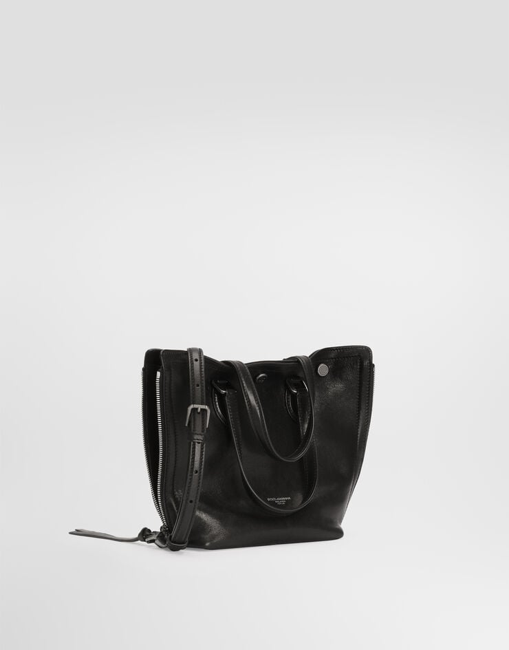 Dolce & Gabbana Atene tempesta calfskin shopping bag Black BM7890AU994