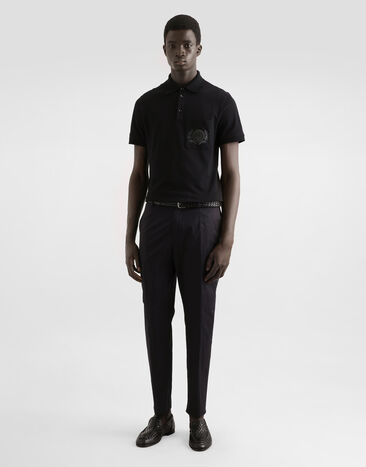 Dolce & Gabbana Polo de algodón con bordado Dolce & Gabbana Polo de algodón con bordado Negro G8SN8ZG7O2I