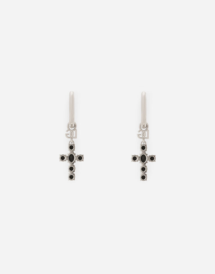 Dolce & Gabbana 라인스톤 디테일 십자가 펜던트 이어링 실버 WEQ6D1W1111