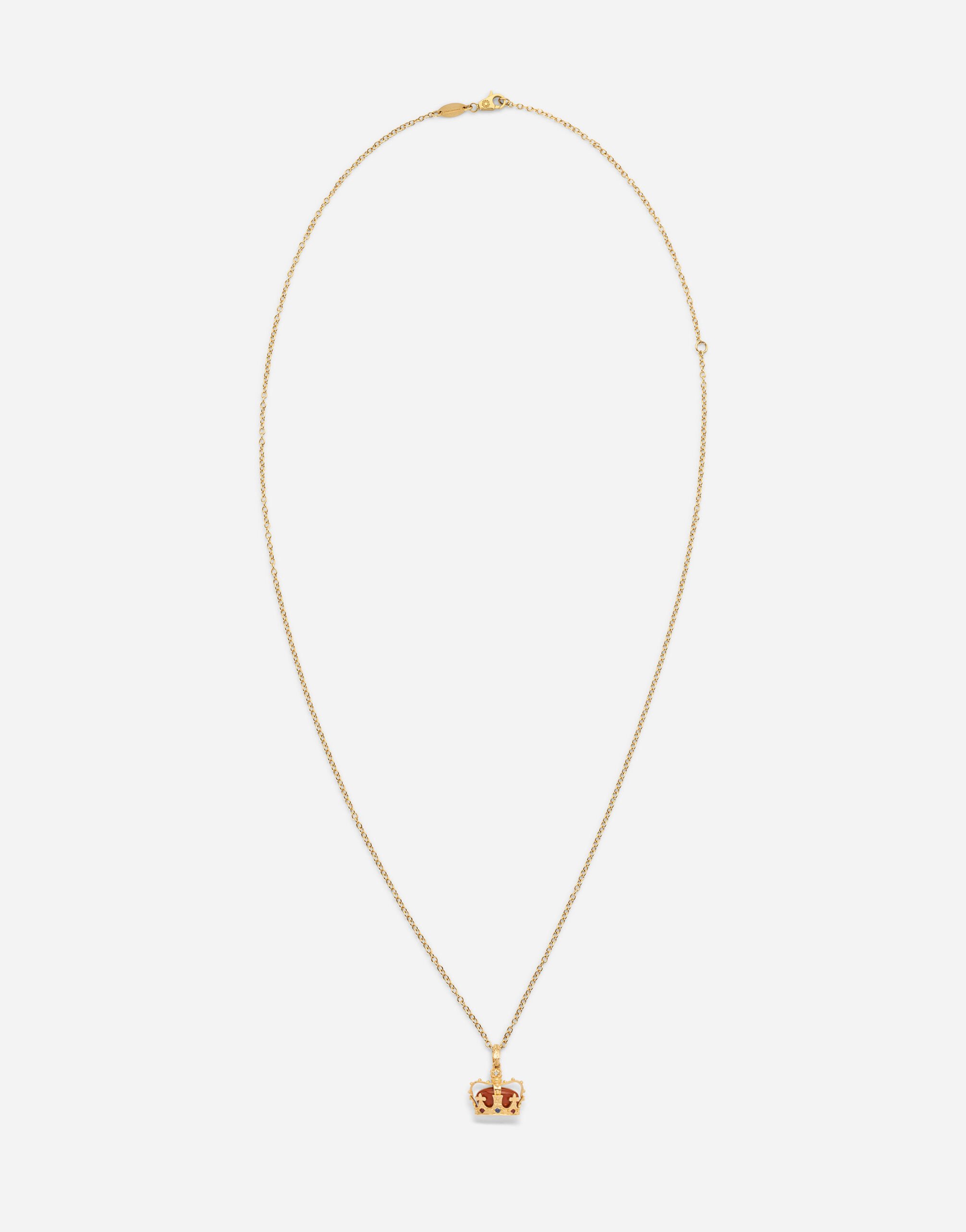 Dolce & Gabbana Crown yellow gold crown pendant with red jasper on the inside Black GY6UETFUFJR