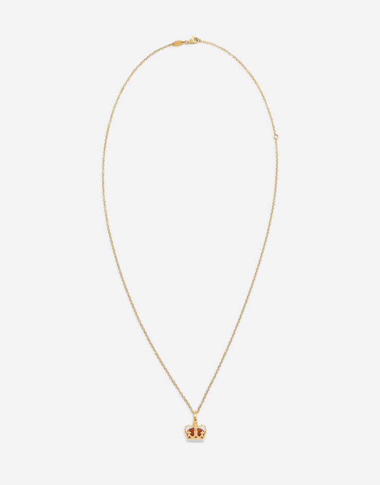 Dolce & Gabbana Crown yellow gold crown pendant with red jasper on the inside Gold WAKK1GWJAS1
