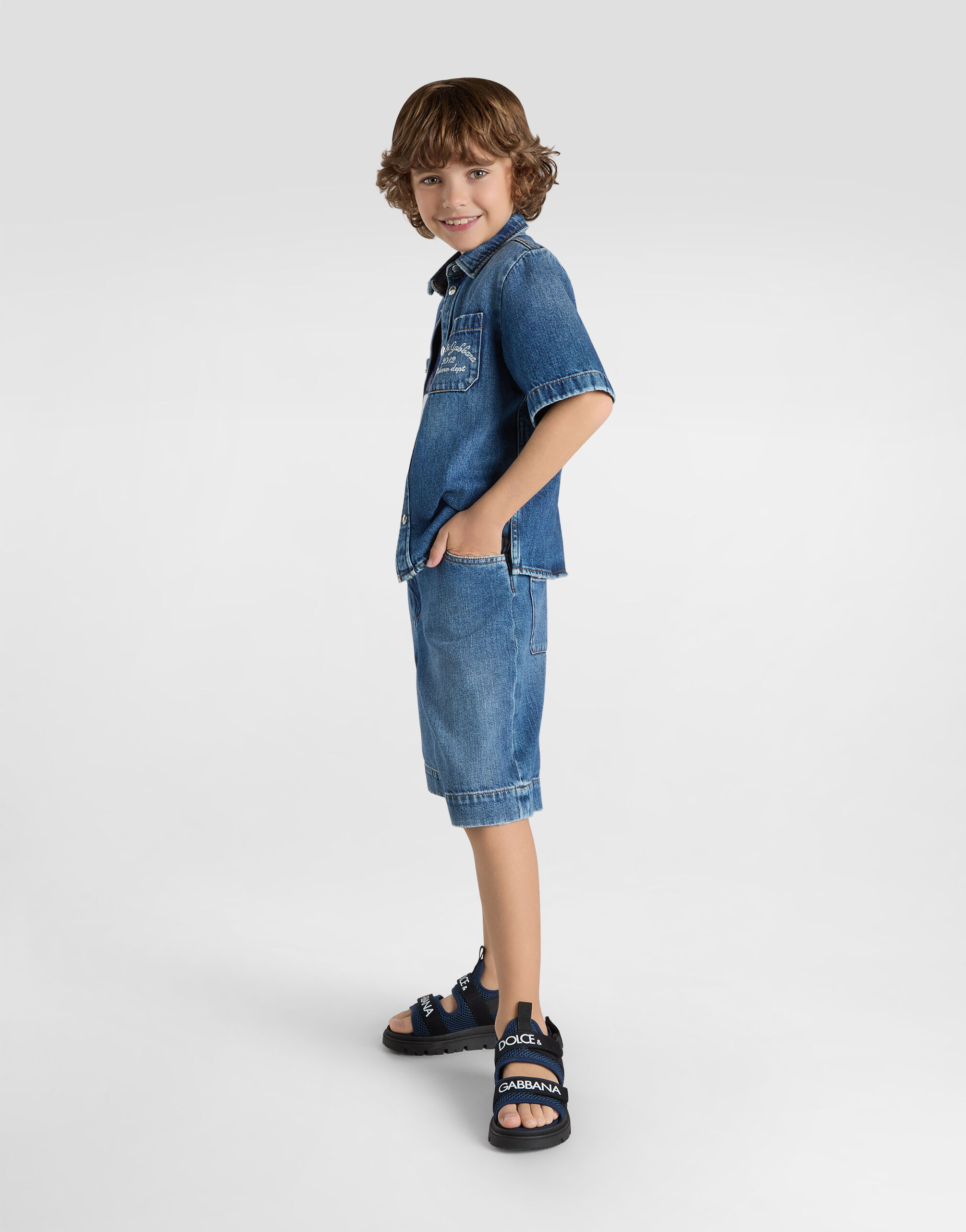 希少✨DOLCE&GABBANA サボサンダル　デニム　レザー　ジップ　スタッズ 希少 Dolce & Gabbana 05ss ハワイ 刺繍 スタッズデニム Dolce