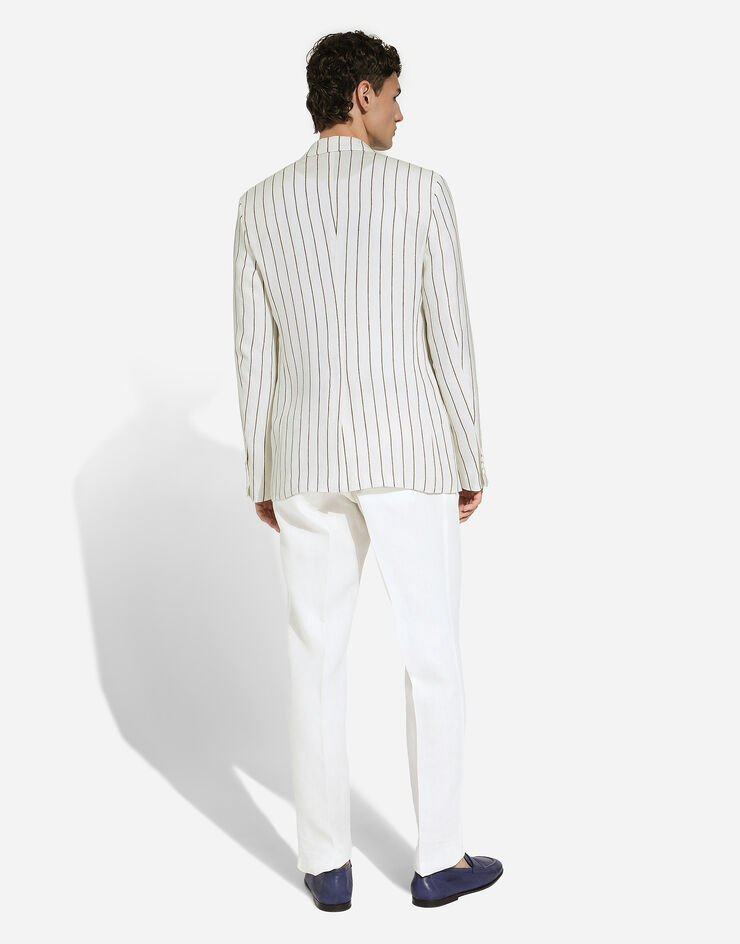 Dolce & Gabbana Однобортный льняной пиджак Sicilia белый G2QS6TFR4A4