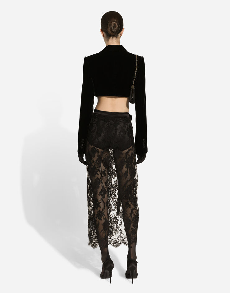 Dolce & Gabbana Chantilly lace calf-length skirt Black F4C2HTHLMQJ