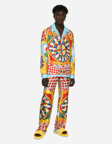 Dolce&Gabbana Camisa en sarga de seda con estampado Carretto Imprima G5IF1THI1KW
