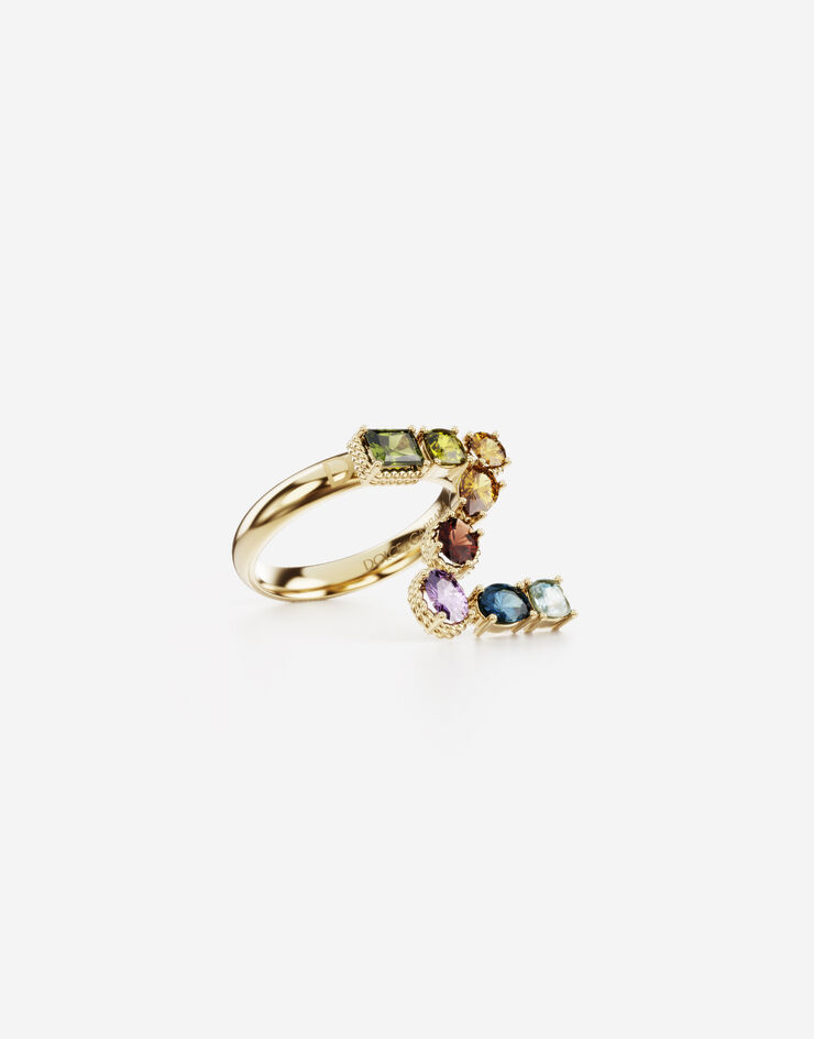 Dolce & Gabbana Ring Rainbow alphabet Z aus gelbgold mit mehrfarbigen edelsteinen GOLD WRMR1GWMIXZ