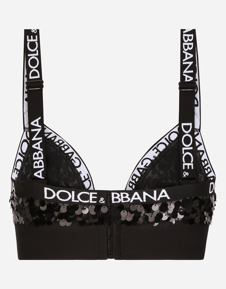 Dolce & Gabbana Sequined triangle bra Black O1C02TFLSA8