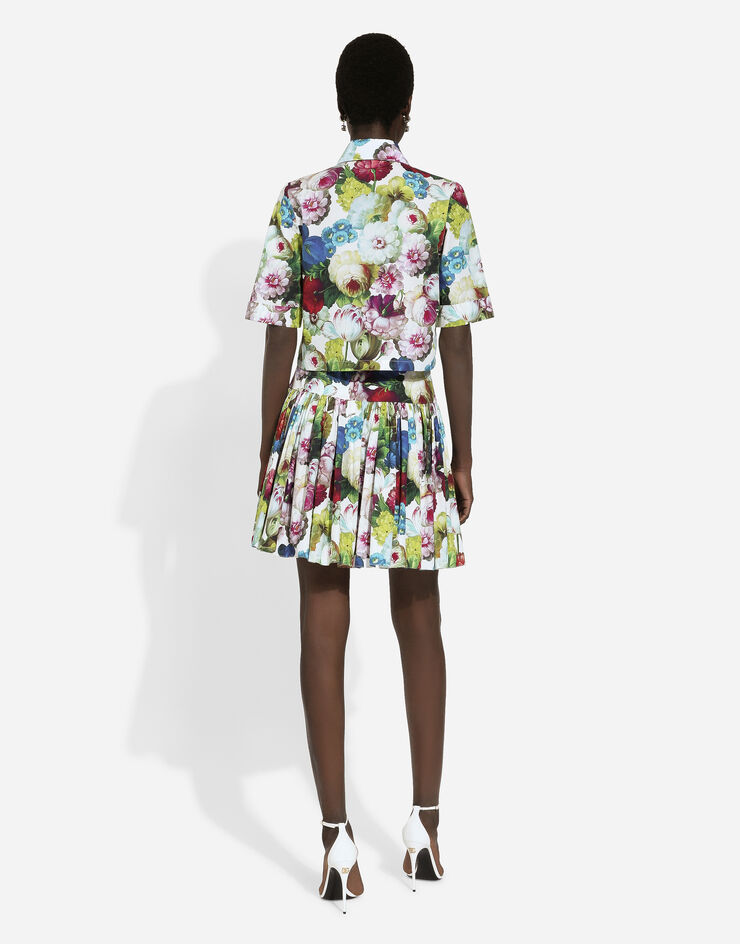 Dolce & Gabbana Short cotton shirt with nocturnal flower print Print F5R72THS5Q2