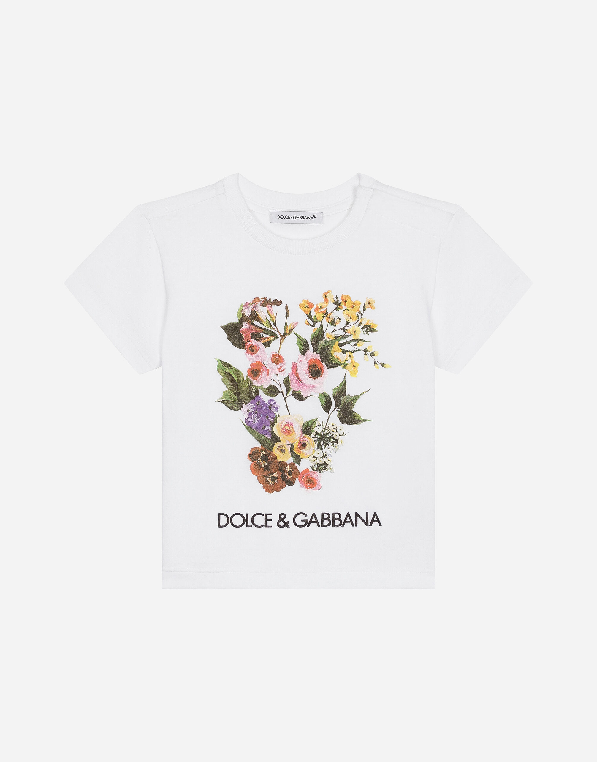 Dolce & Gabbana Jersey T-shirt with mixed floral print Blanco L2JTKTG7M8C