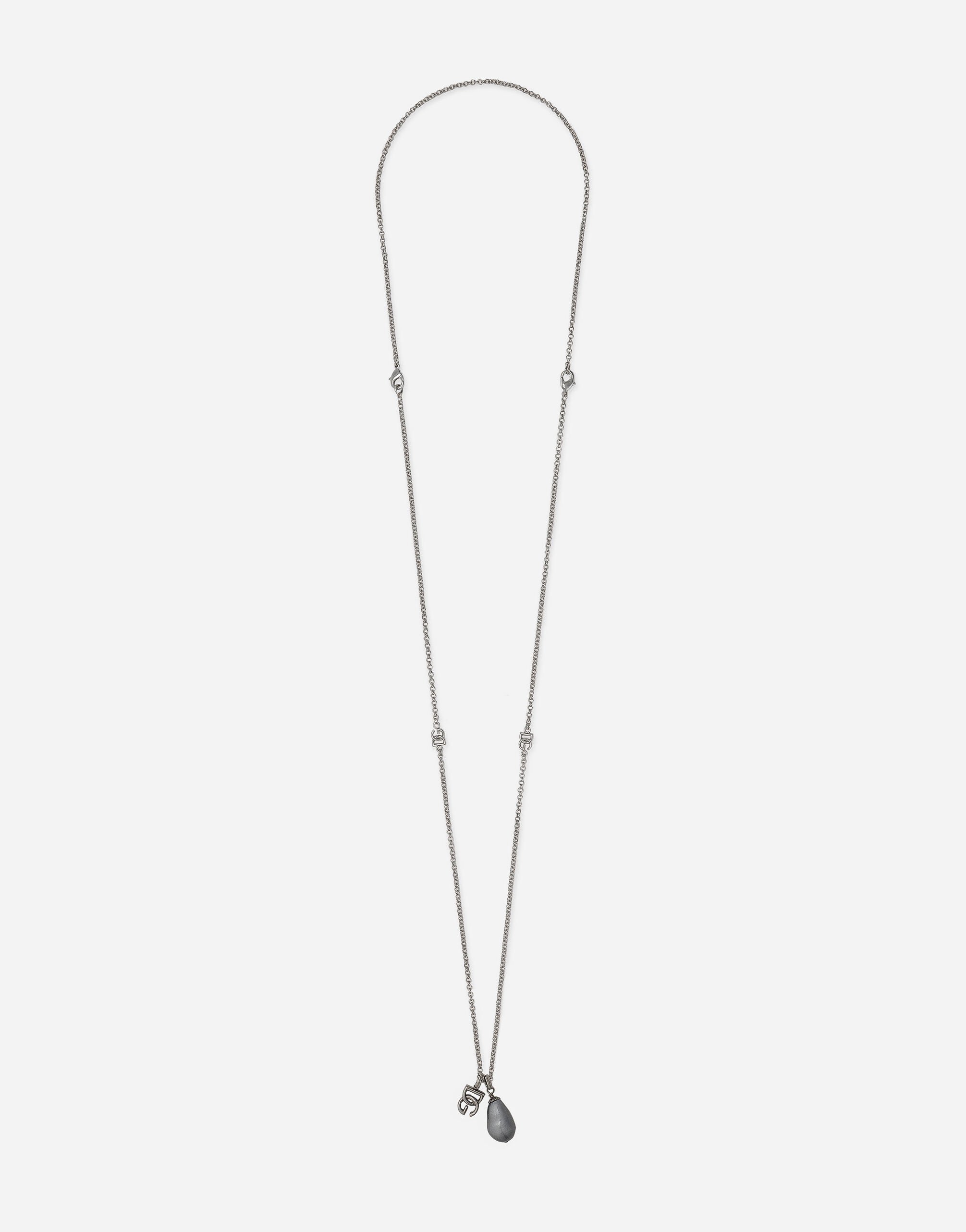 Dolce & Gabbana Teardrop necklace with DG logo Grey WEQ3S1W1111