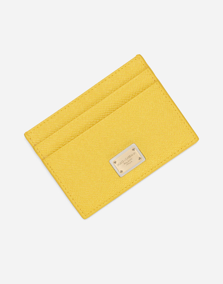 Dolce & Gabbana Porte-cartes en cuir de veau Dauphine Jaune BI0330A1001