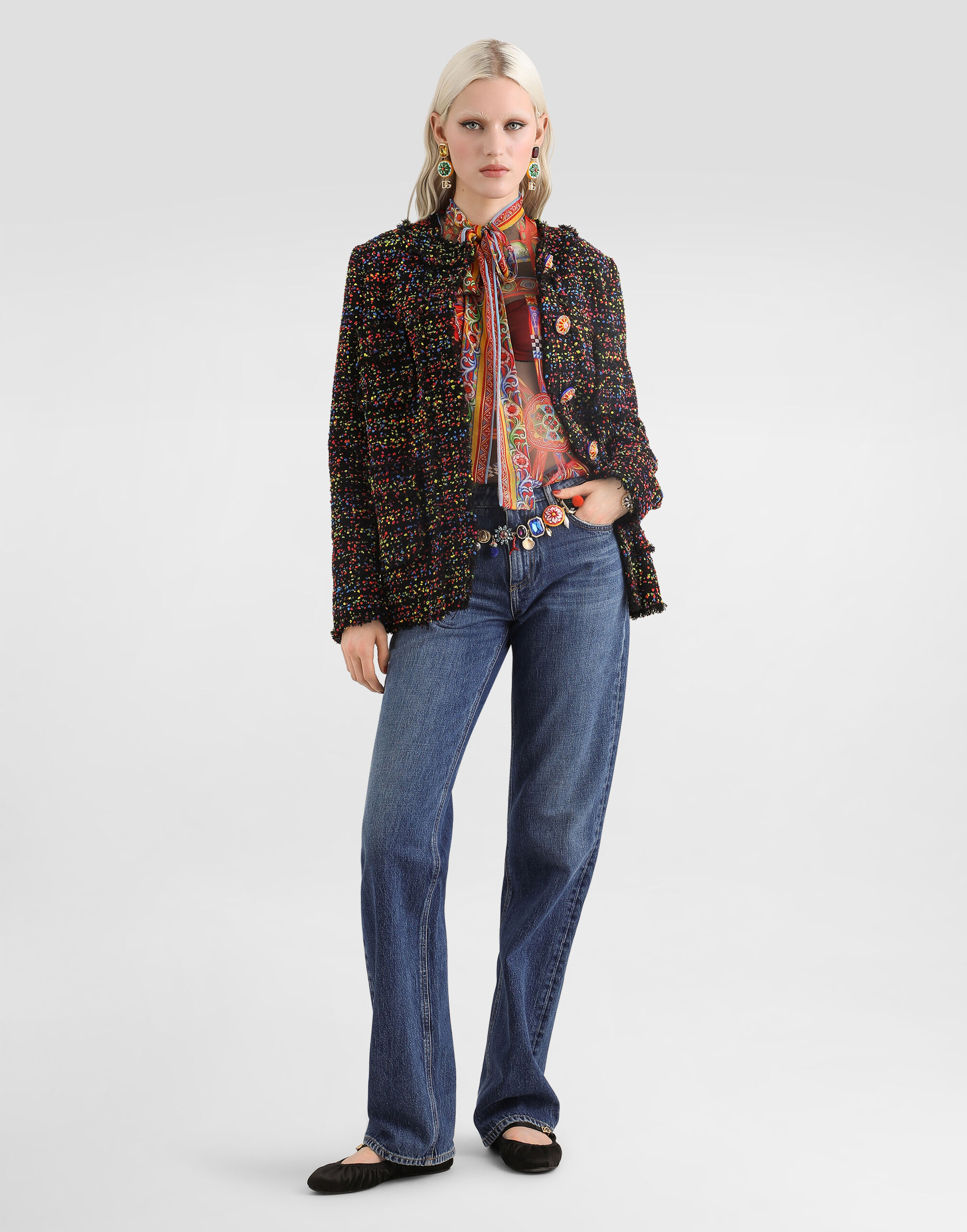 Tweed jacket in Multicolor for Women | Dolce&Gabbana®